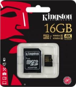 KINGSTON Memoria micro SD 16 GB classe U3 per video 4K Kingston
